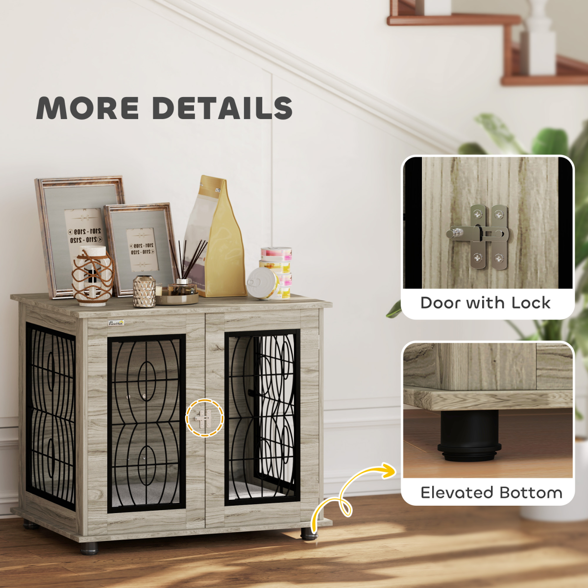 PawHut Dog Crate Furniture, End Table for Medium Dogs w/ Cushion
