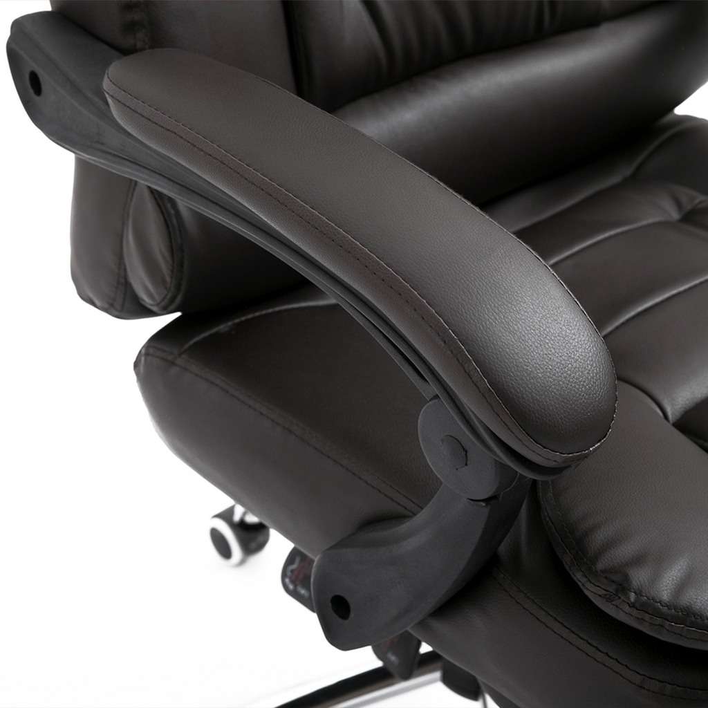 High Back Executive Office Chair Reclining Computer Chair with Swivel Wheel Brown