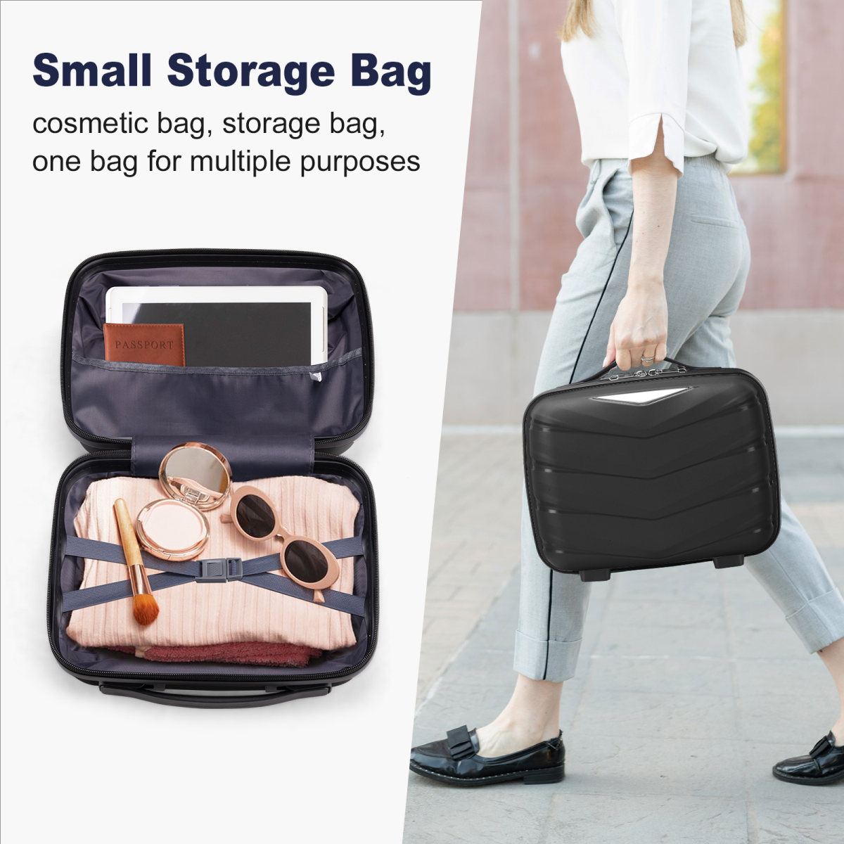 V-striped 3-in-1 PP trolley case 20in 24in 28in PP iron trolley classic color