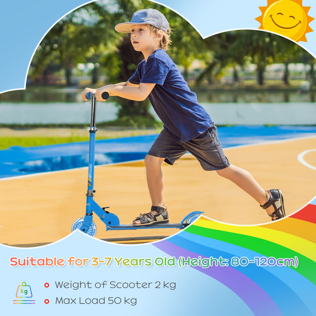 Scooter for kids Aged 3-7 Years w/ Lights, Music, Adjustable Height - Blue