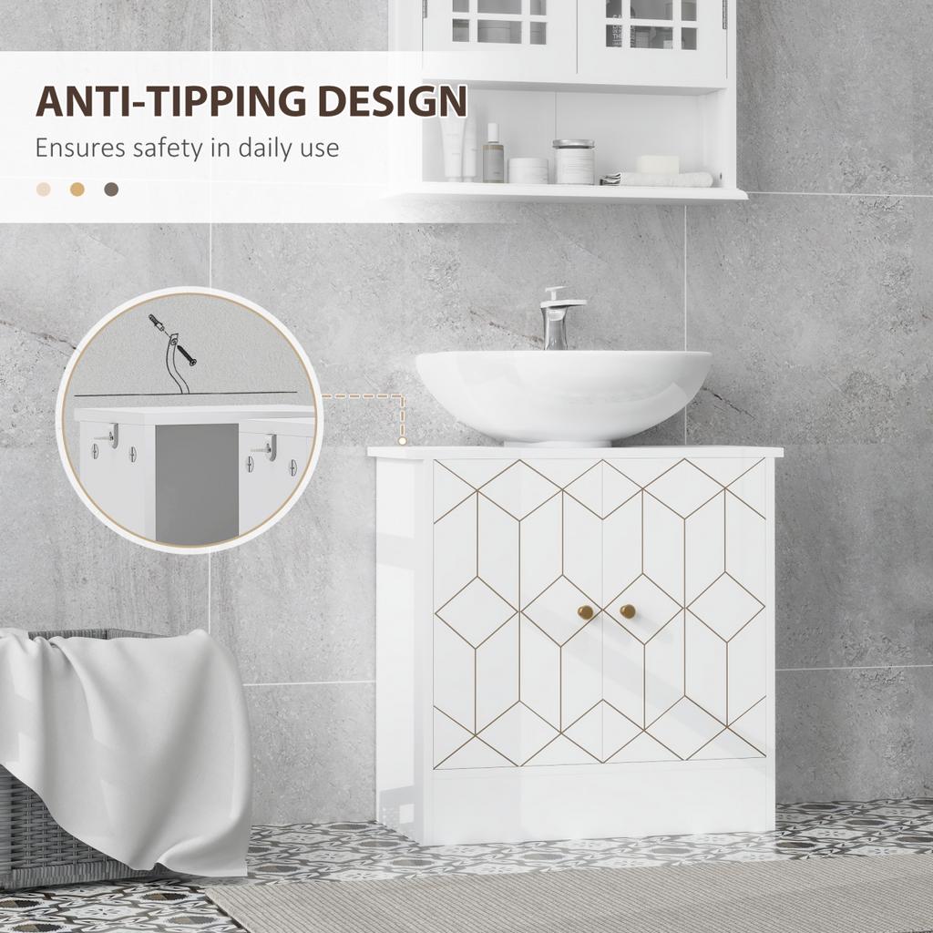 HOMCOM Bathroom Under Sink Cabinet for Basin with or without Pedestal White