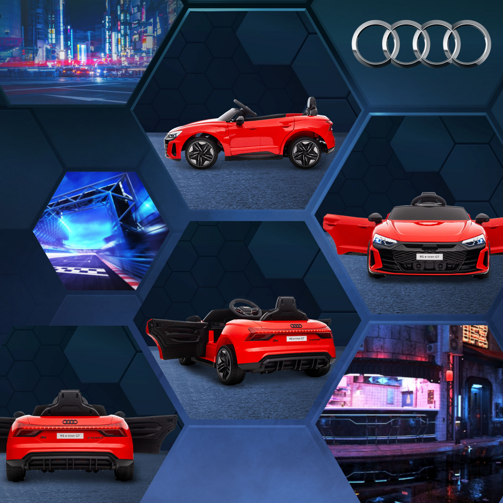 Audi RS e-tron GT Licensed 12V Kids Electric Car with Remote Horn Music, Red