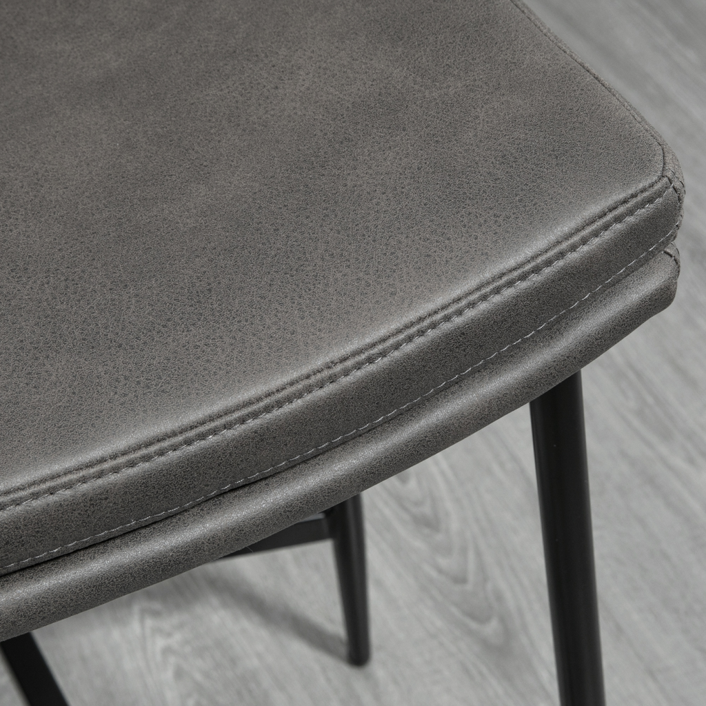 HOMCOM Breakfast Bar Stools Set of 2 Upholstered Barstools w/ Curved Seat Grey