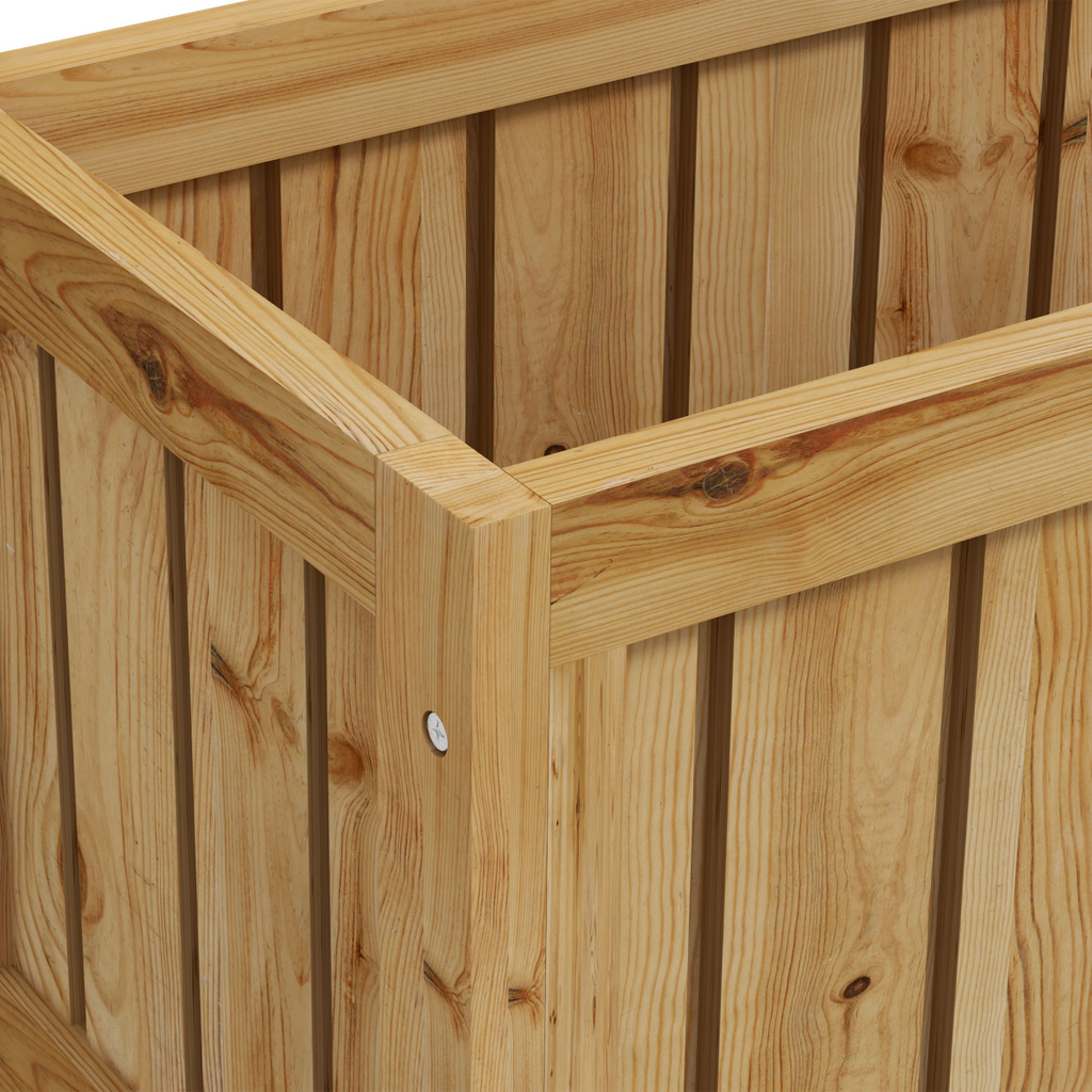 Outsunny Wooden Trellis Planter, Raised Garden Bed with Wheels and Bed Liner