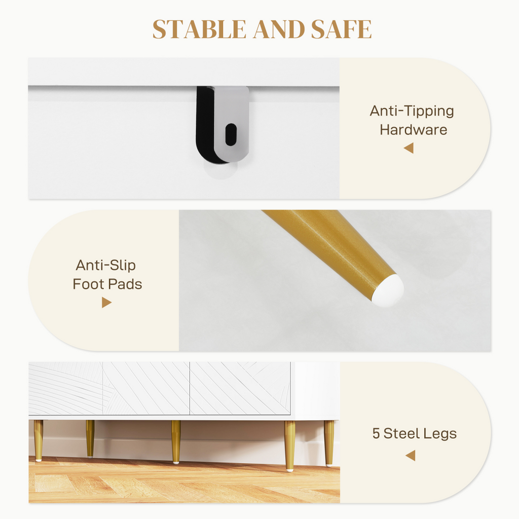 Elegant White Sideboard with Adjustable Shelves & Multi-Use Storage Cabinet