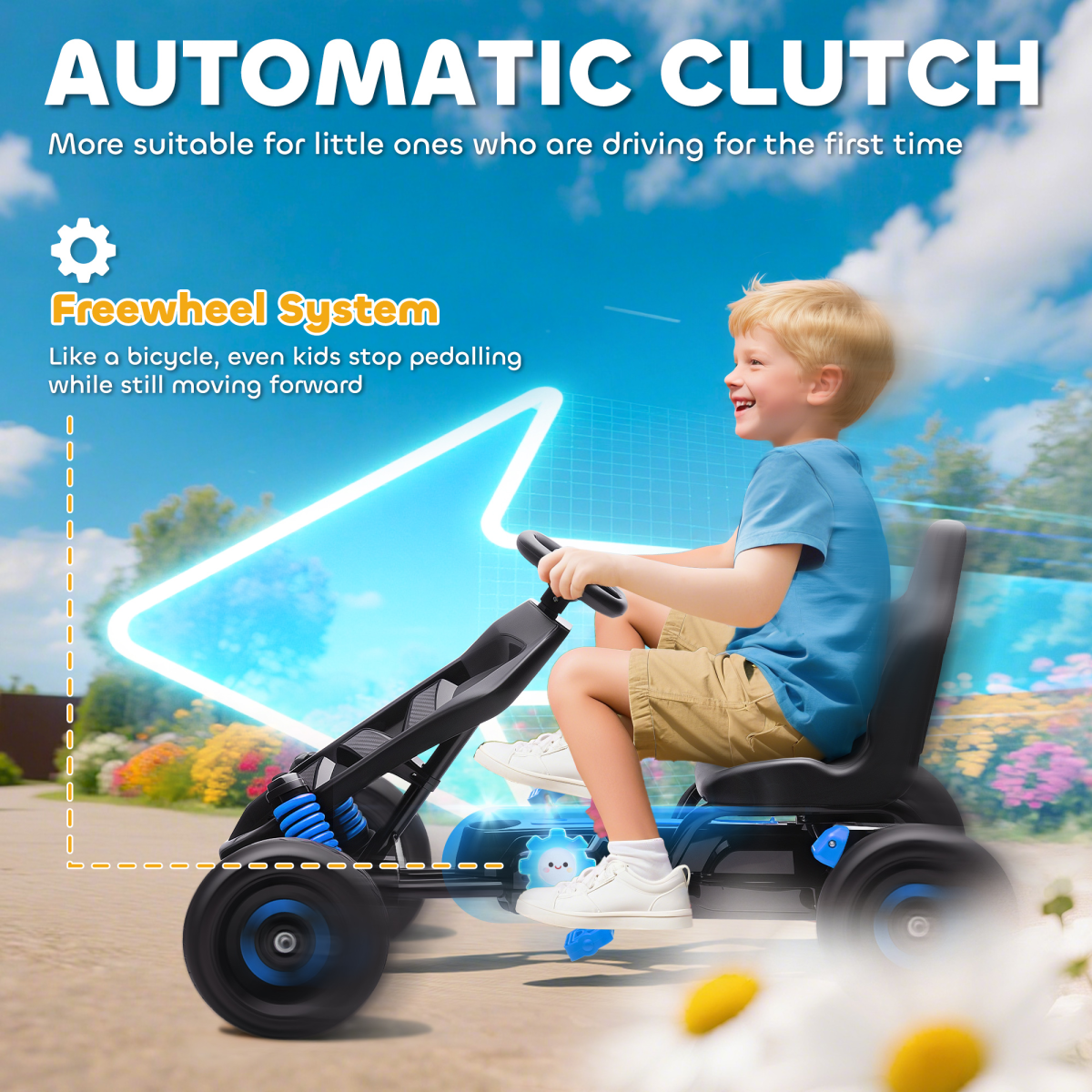 Blue Kids' Pedal Go-Kart with EVA Wheels – Ages 3–6