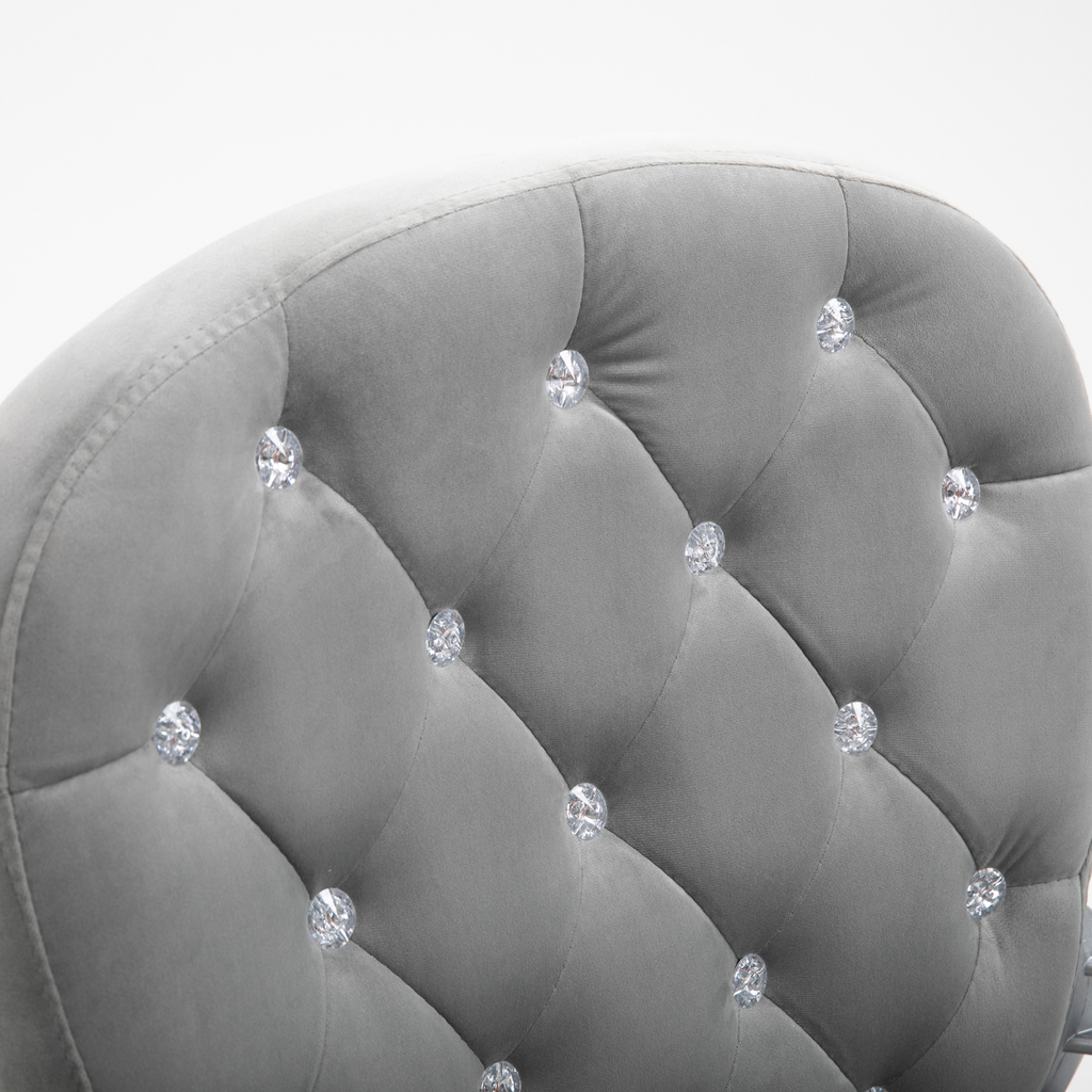 Office Chair Luxury Velour Diamond Tufted Padded Ergonomic 360 Swivel Grey