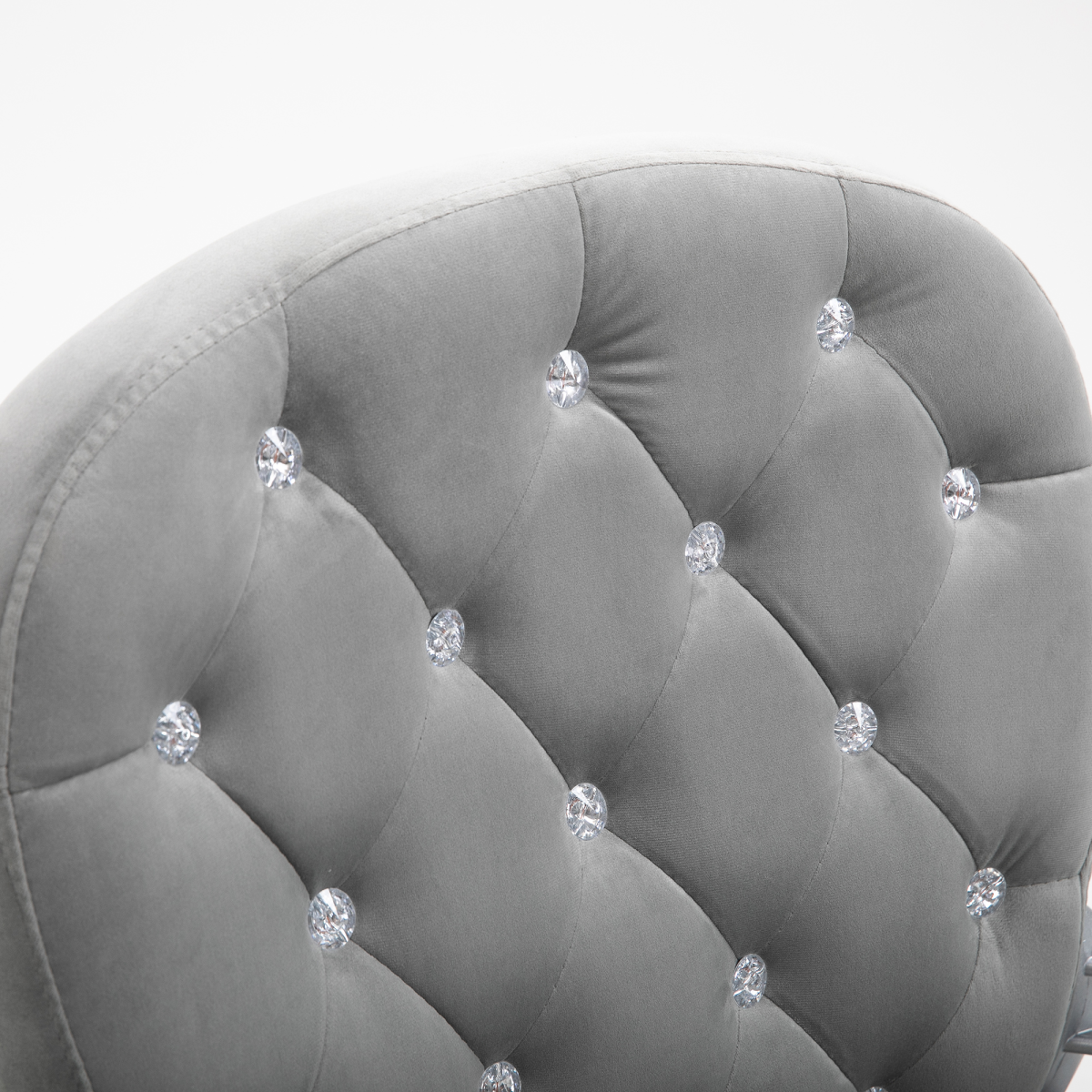 Office Chair Luxury Velour Diamond Tufted Padded Ergonomic 360 Swivel Grey