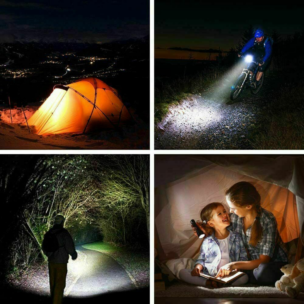 2 Pack USB Rechargeable LED Flashlight 5-Mode Outdoor Camping Hiking Flashlight
