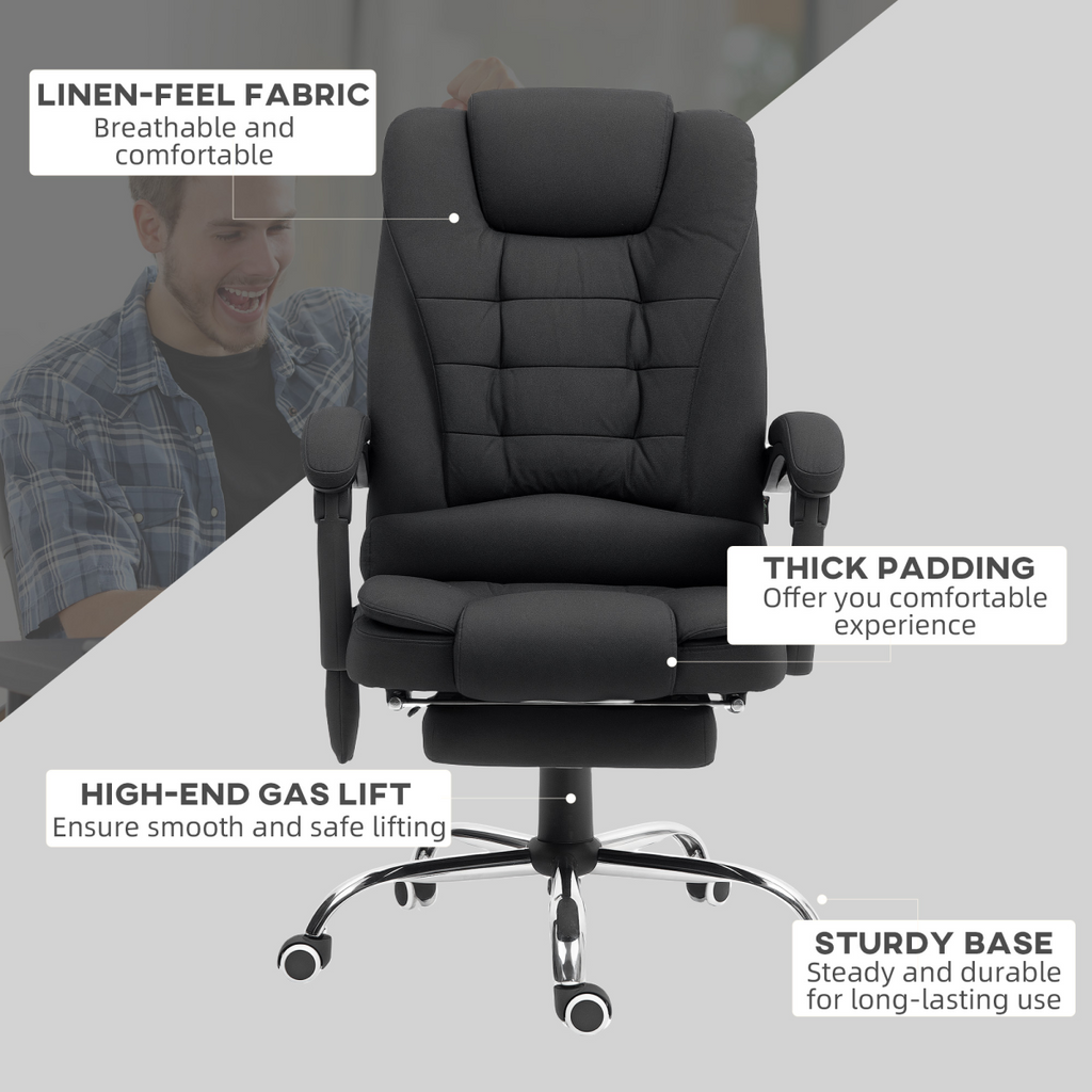 Vinsetto Ergonomic Heated 6 Points Vibration Massage Office Chair Black