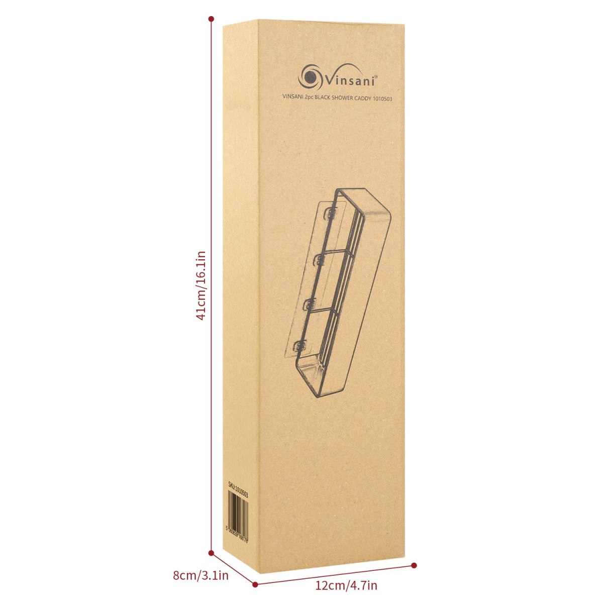 Vinsani 2pc BLACK SHOWER CADDY