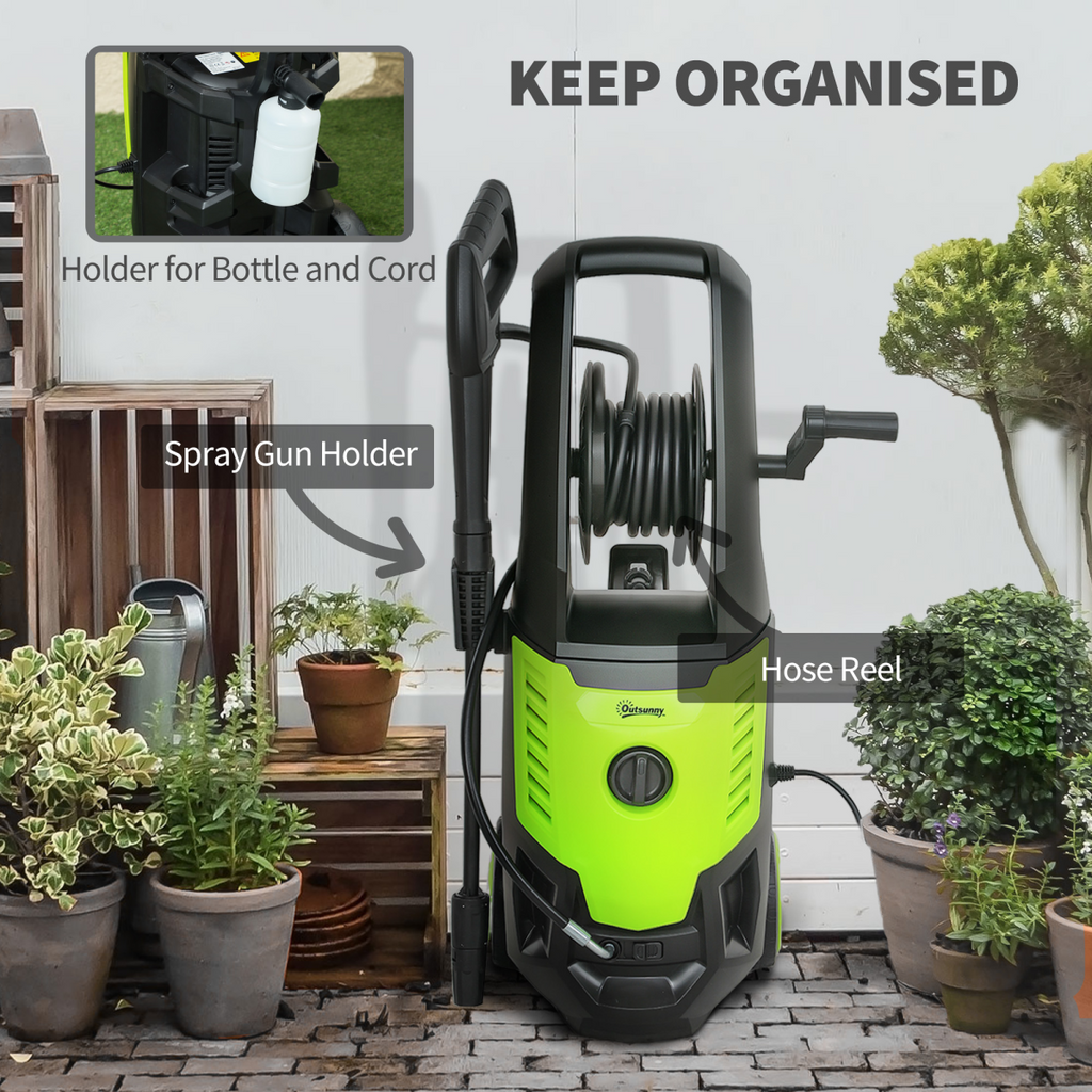 Outsunny 2200W Power Washer 170 Bar Pressure with Adjustable Nozzle