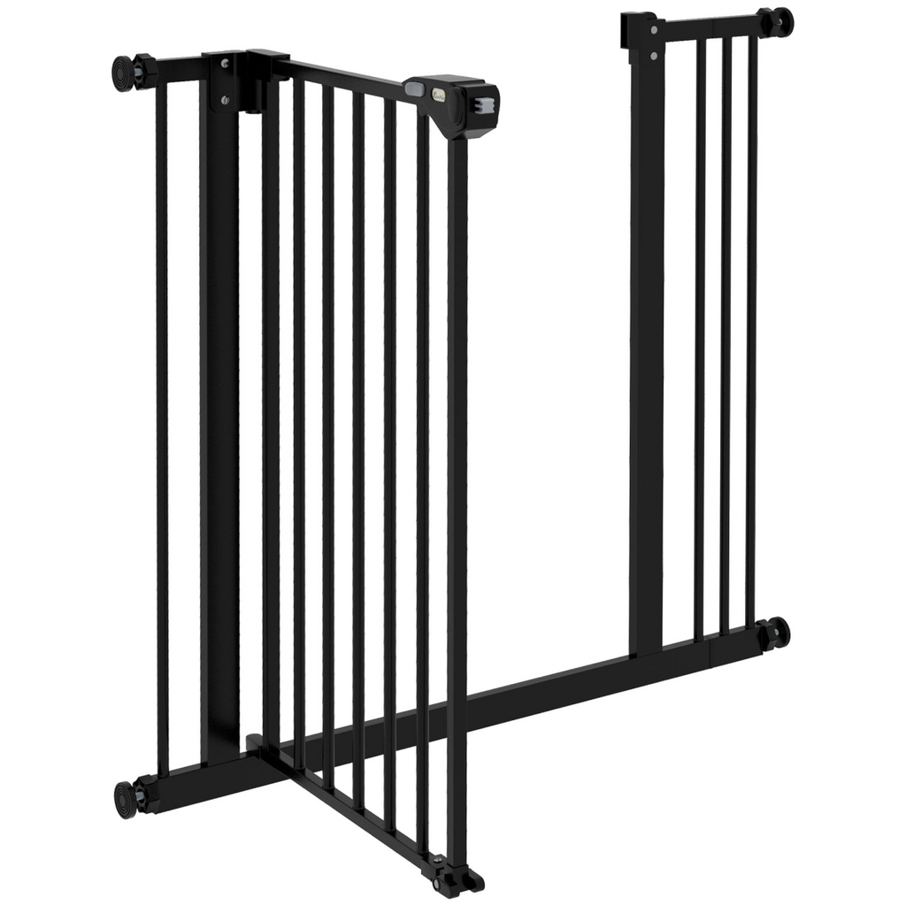PawHut Adjustable Safety Gate with 1 Extensions and Four Adjustable Screws, Black