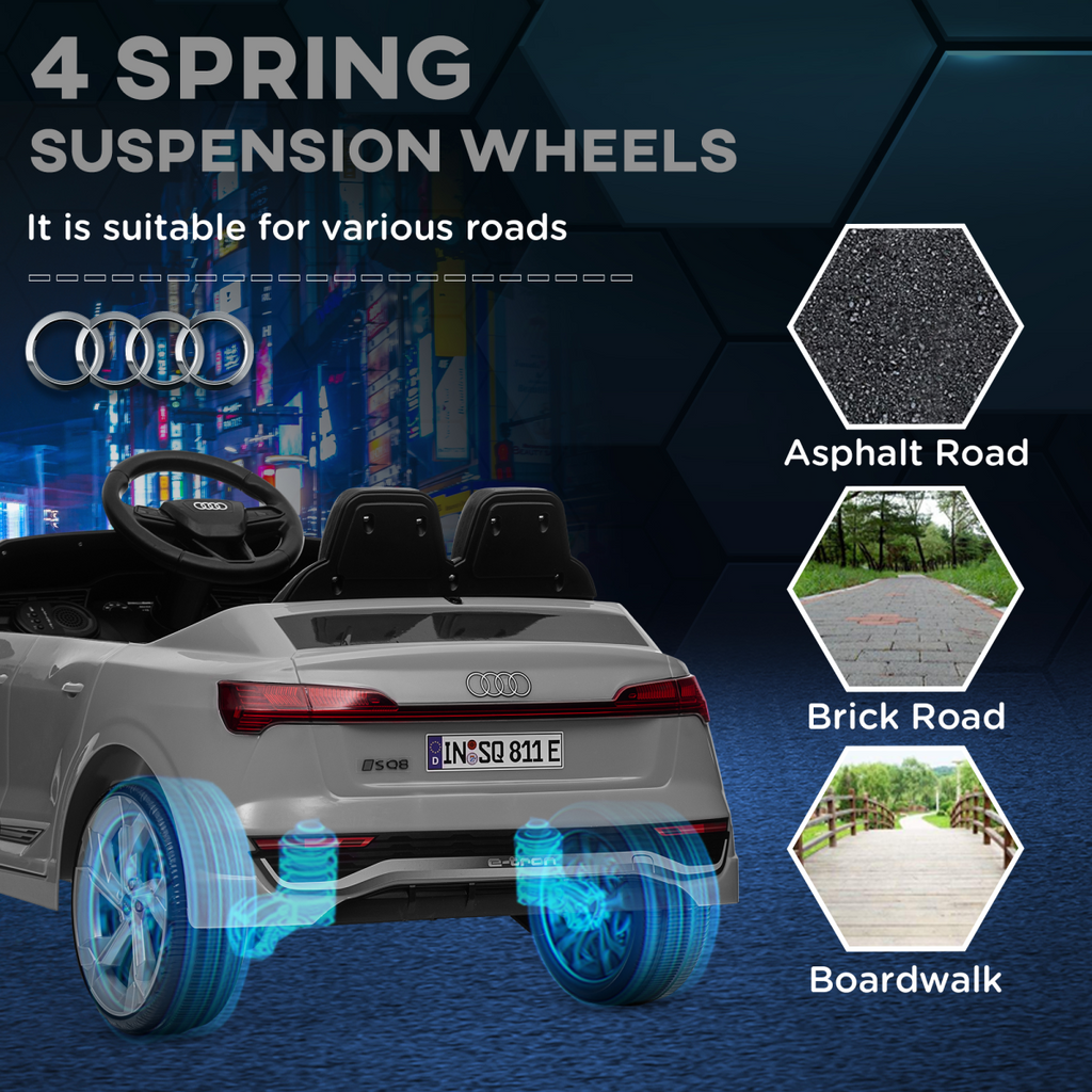 AIYAPLAY Audi Q8 e-tron Sportback Kids Electric Car with Remote - Grey