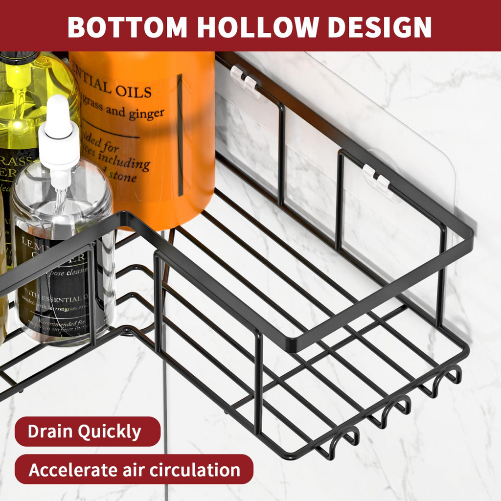 Vinsani 3pc BLACK SHOWER CADDY