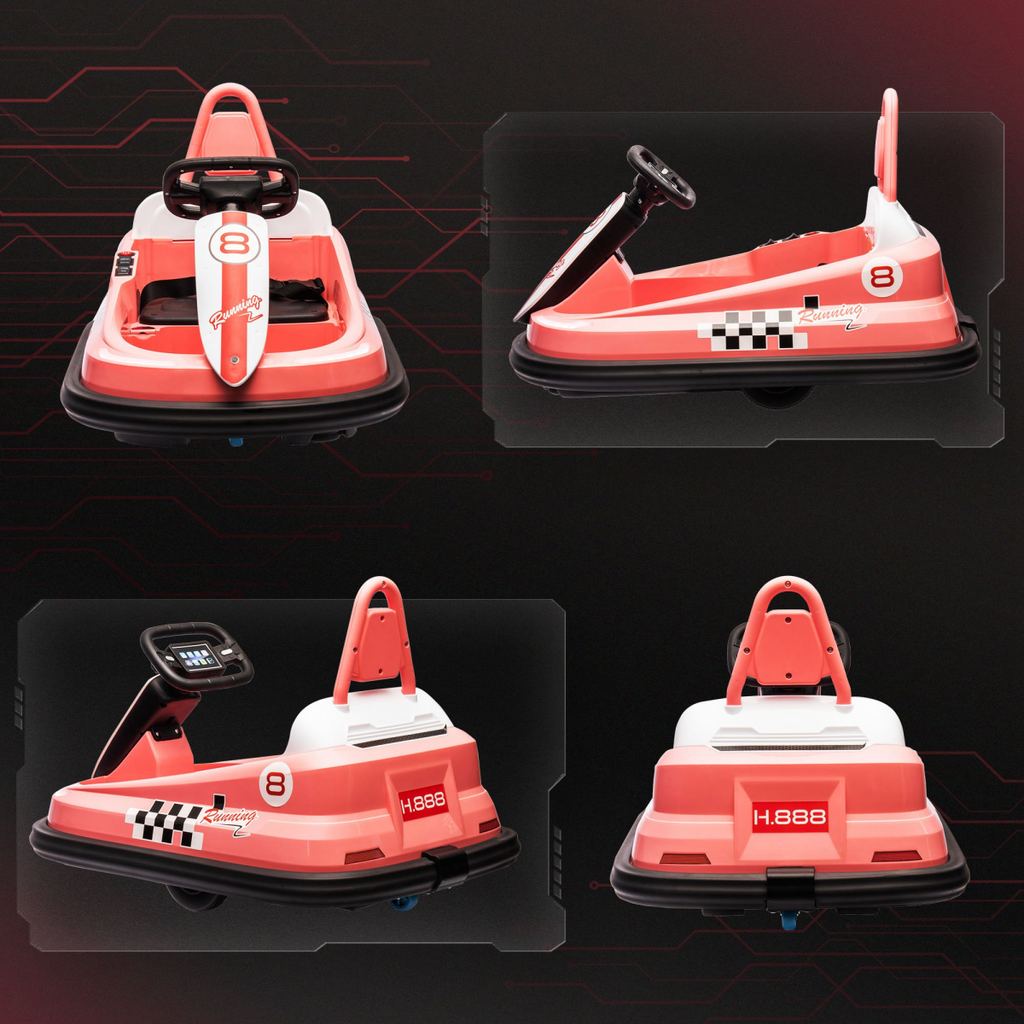 HOMCOM 6V Kids Bumper Car, 360-Degree Rotation Waltzer Car with 2 Speeds - Pink