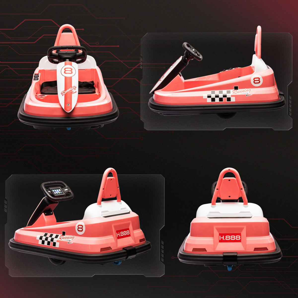 HOMCOM 6V Kids Bumper Car, 360-Degree Rotation Waltzer Car with 2 Speeds - Pink