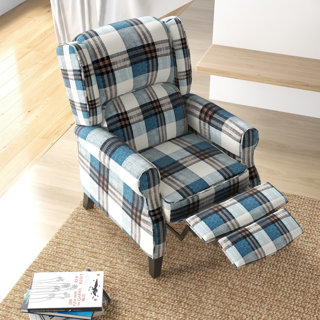 HOMCOM Recliner Chair for Living Room Wingback Chair with Padded Armrest Blue