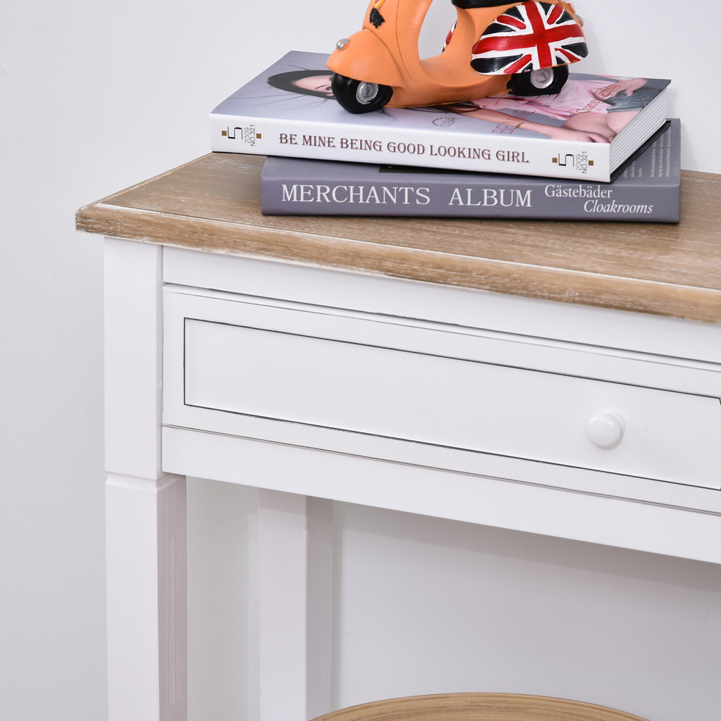 MDF Wide Drawer Console Table White