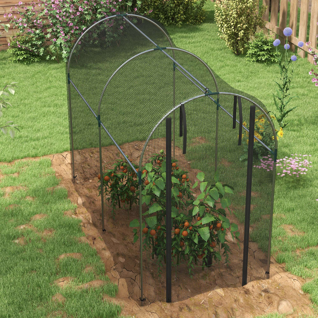 Outsunny Fruit Cage, Plant Protection Tent, 1.2 x 2.4 x 1.9m, Black