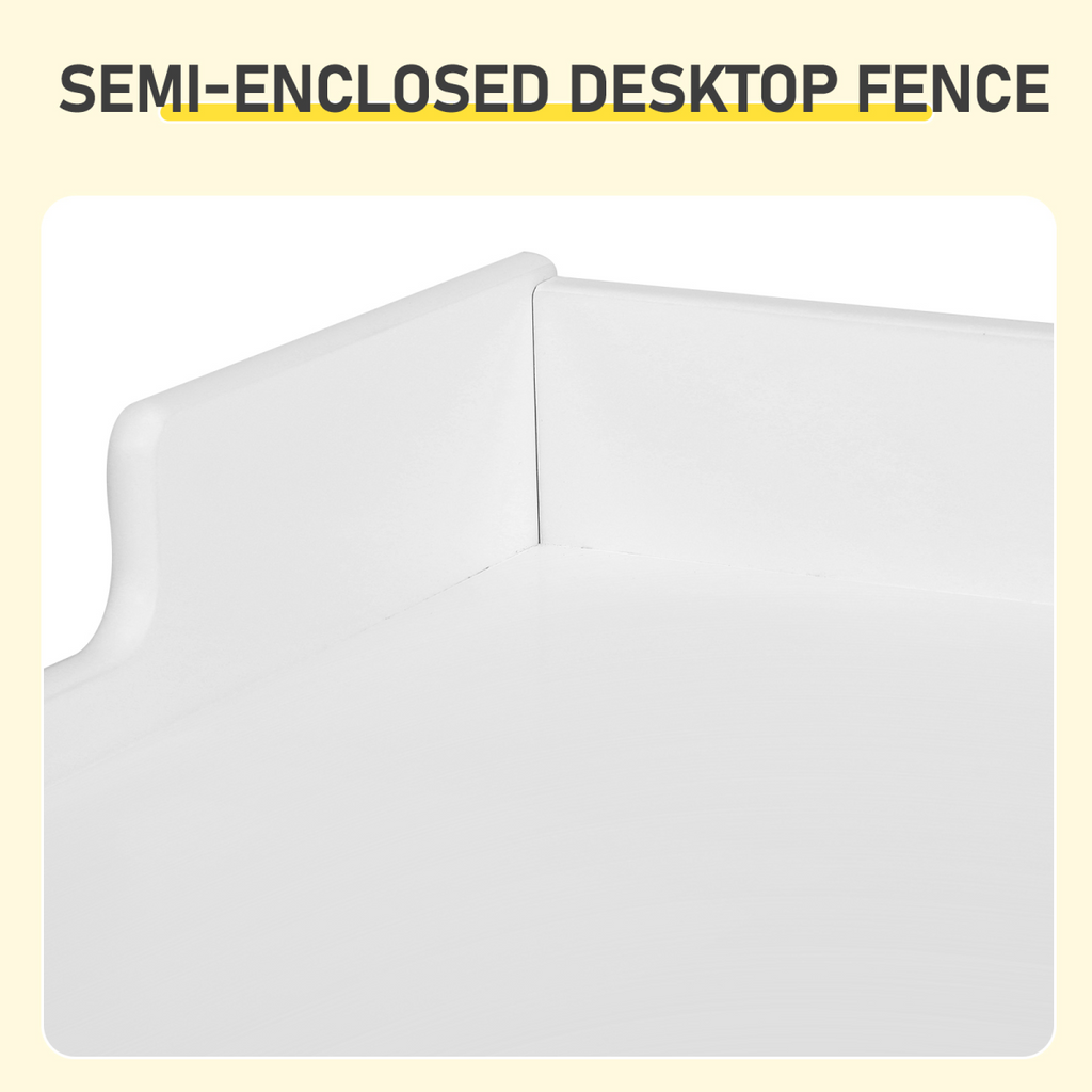 White Kids Study Desk and Chair Set with Storage, MDF, 60.5*41.5*50cm