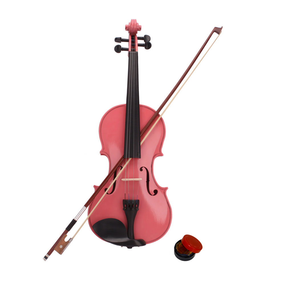 New 1/2 Acoustic Violin Case Bow Rosin Pink