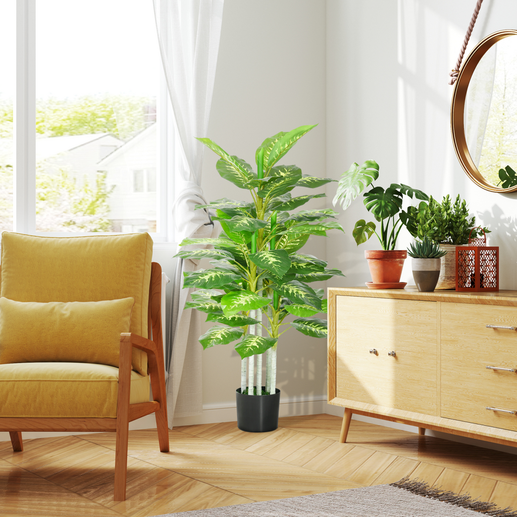HOMCOM Artificial Evergreen Tree Fake Plant in Pot Indoor Outdoor Decor