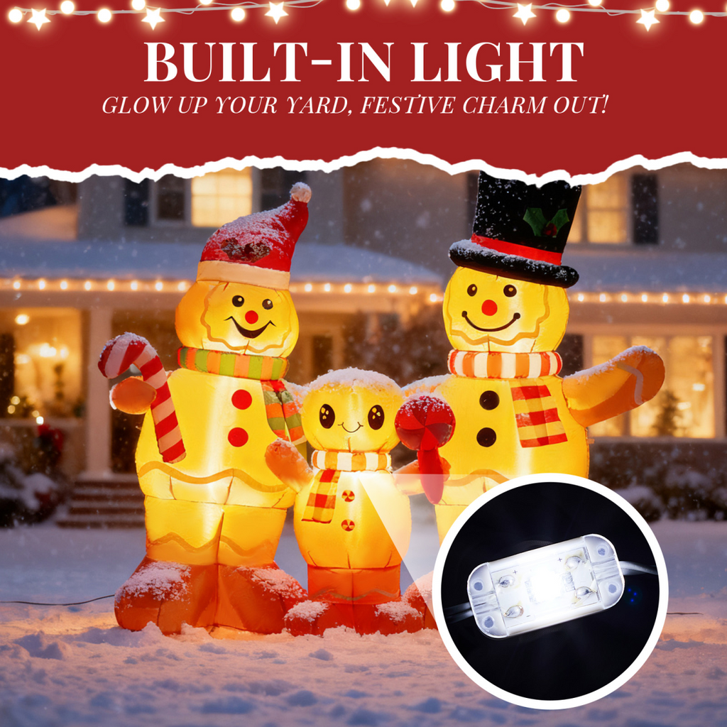 1.9M Lighted Christmas Inflatable Decoration, Inflatable Gingerbread Man Family