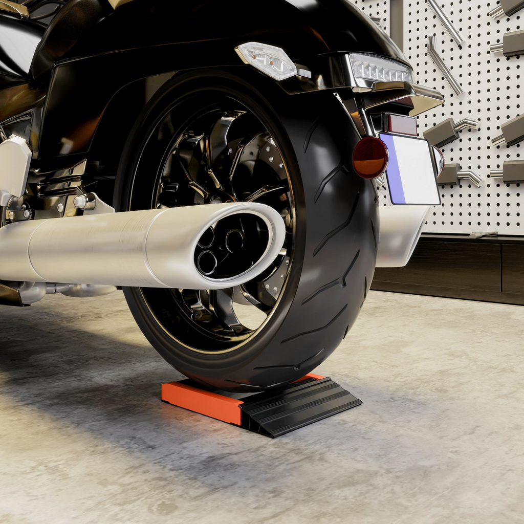 HOMCOM Motorcycle Wheel Roller Stand for Tyre Cleaning and Chain Lubrication