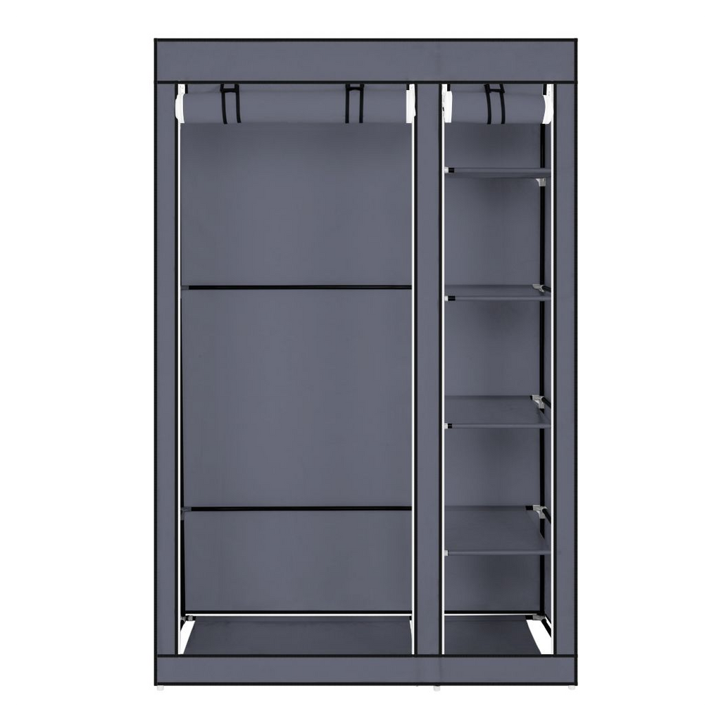 67" Portable Clothes Closet Wardrobe with Non-woven Fabric and Hanging Rod Quick and Easy to Assemble Gray
