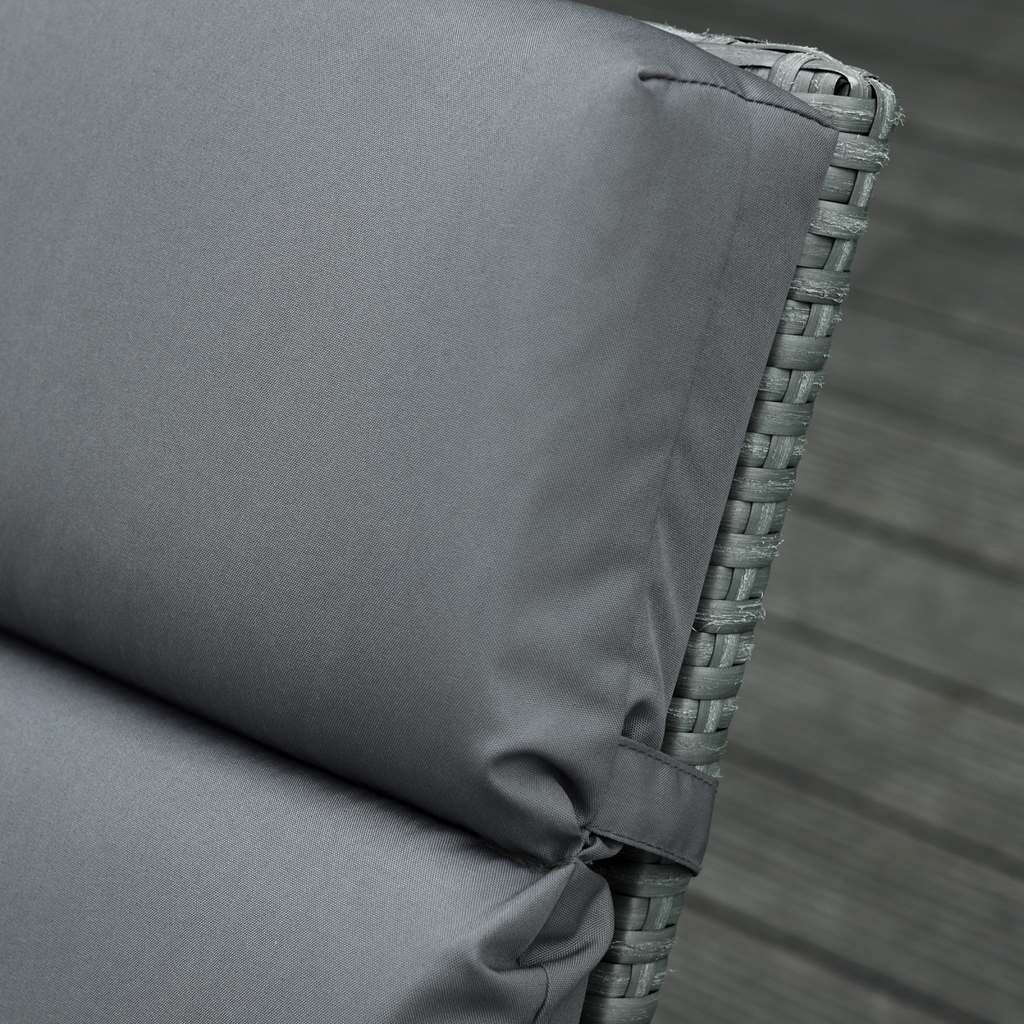 Set of 2 Lounger Cushions Deep Seat Patio Cushions with Ties Dark Grey