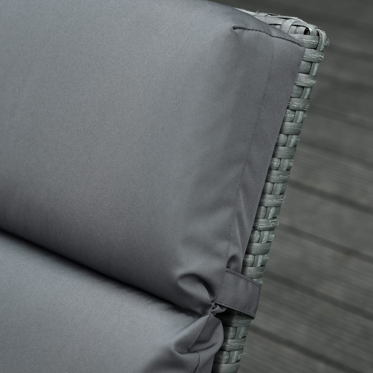 Set of 2 Lounger Cushions Deep Seat Patio Cushions with Ties Dark Grey