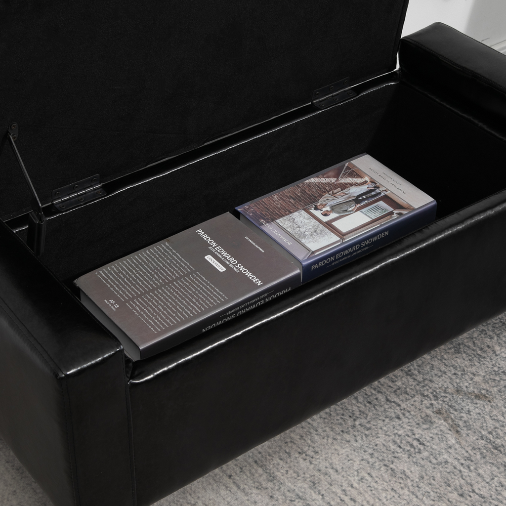 Deluxe PU Leather Storage Ottoman Bench Footrest Stool Large Storage Space