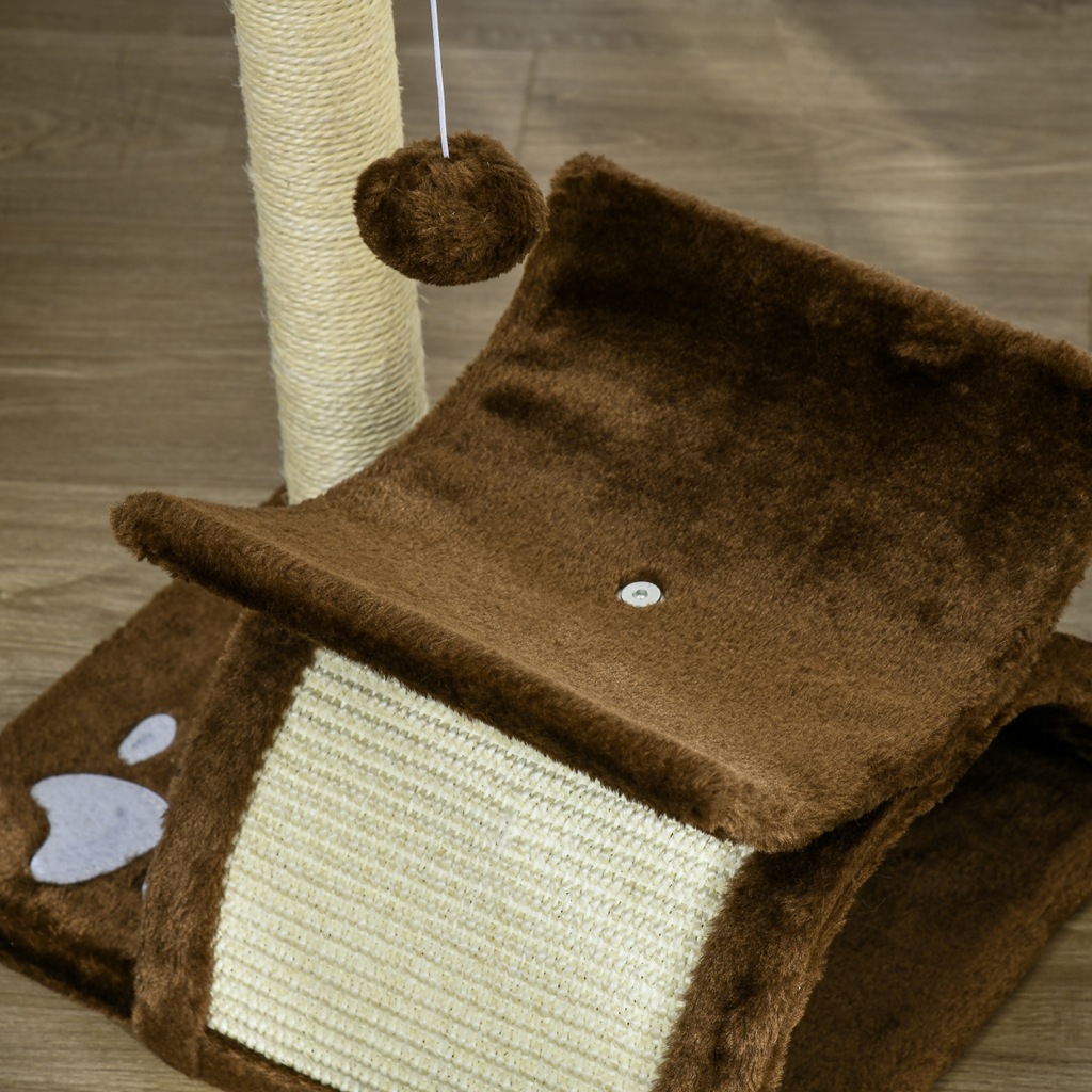 Cat Tree Plush Scratcher Kitty Activity Play Center Top Bar Tunnel Dangling Ball