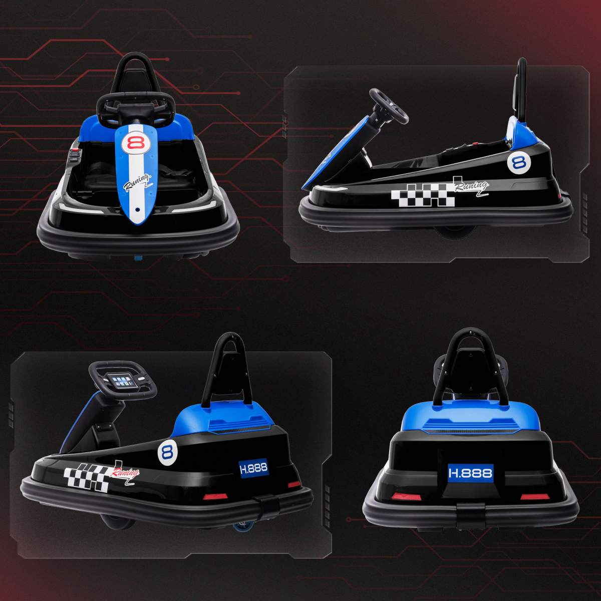 HOMCOM 6V Kids Bumper Car, 360-Degree Rotation Waltzer Car with 2 Speeds - Black
