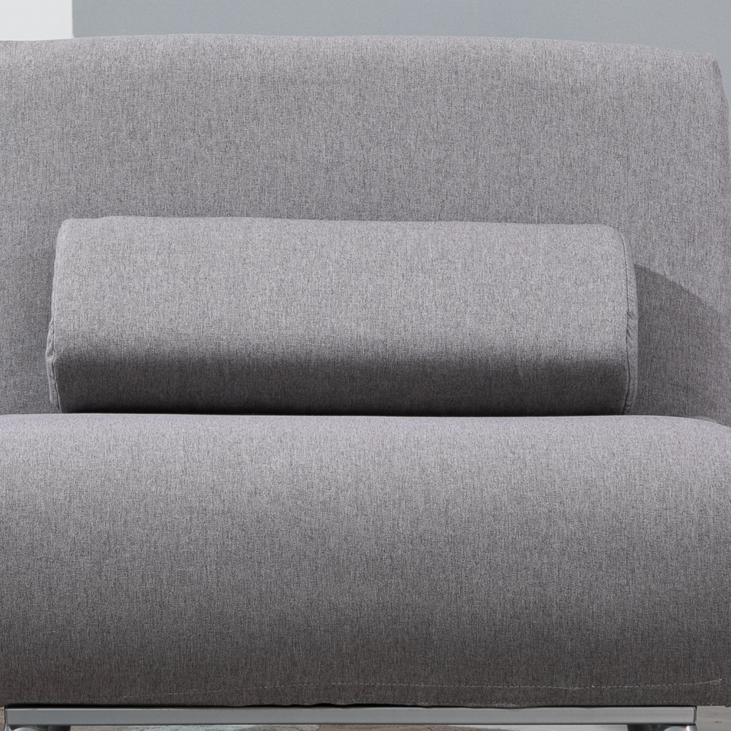 Linen Upholstered Elevated Single Sofa Bed Grey