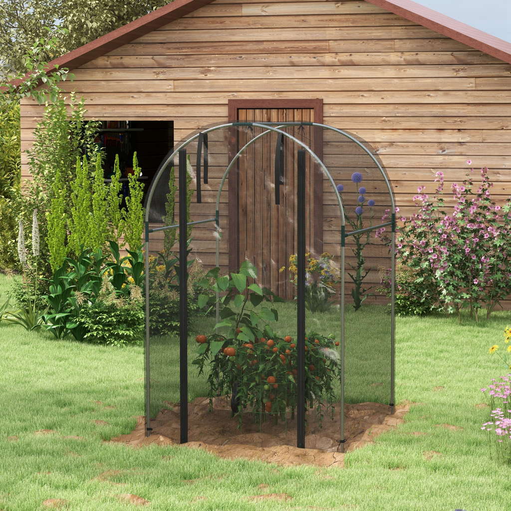 Outsunny Fruit Cage, Plant Protection Tent, 1.2 x 1.2 x 1.9m, Black