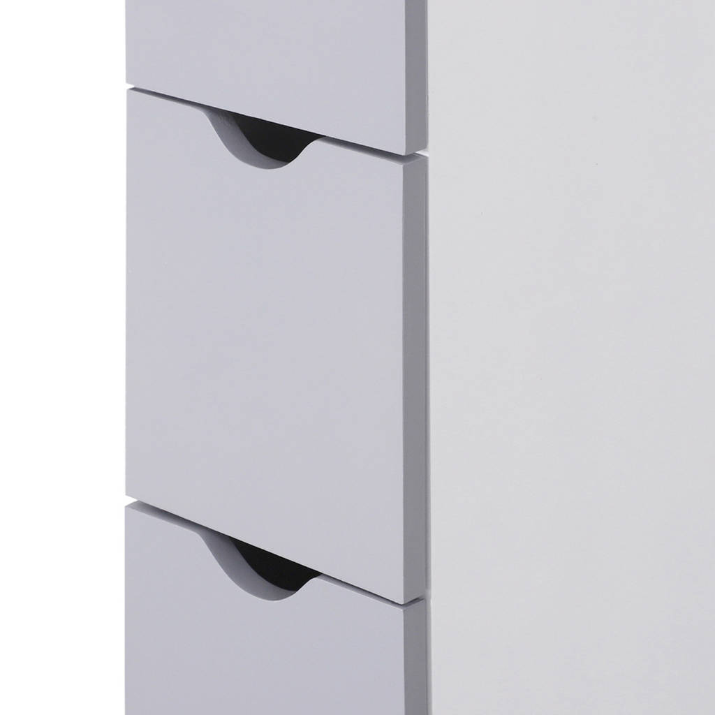 HOMCOM Bathroom Storage Cupboard Thin Cabinet Unit Shelf White w/ Drawers