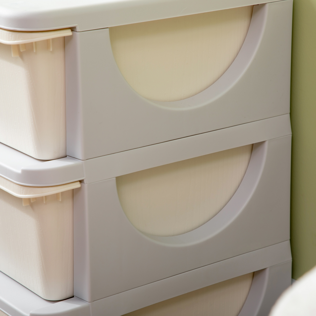HOMCOM Kids Storage Unit w/ Three Drawers Three-Tier Chest Vertical Dresser