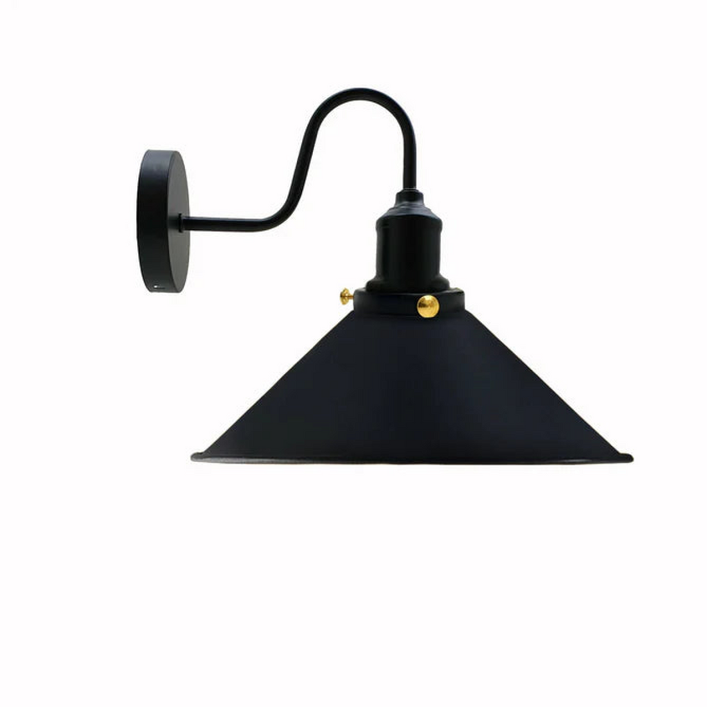 Black Vintage Industrial E27 Wall Sconce with Swan Neck Wall Light ~2484