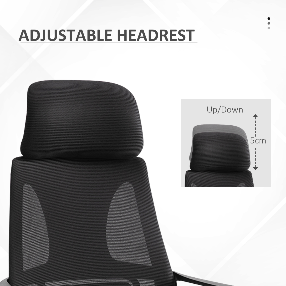 Mesh Back Office Chair with Adjustable Height Padded Headrest Black Vinsetto