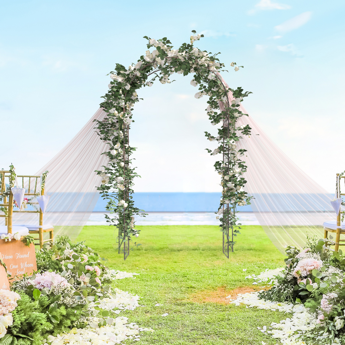 Outsunny Garden Arch, 226H cm, Metal Frame