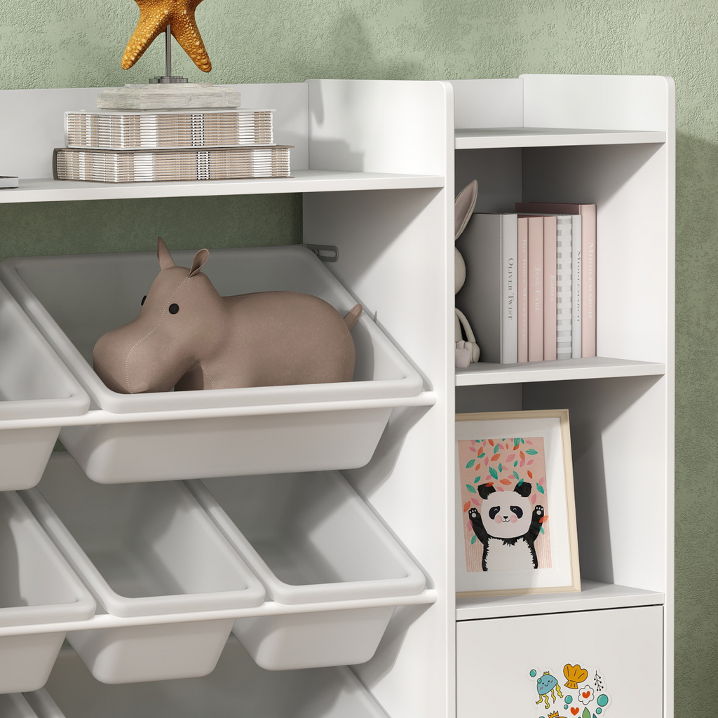 AIYAPLAY Kids Toy Storage Organiser with 8 Removable Storage Bins, White