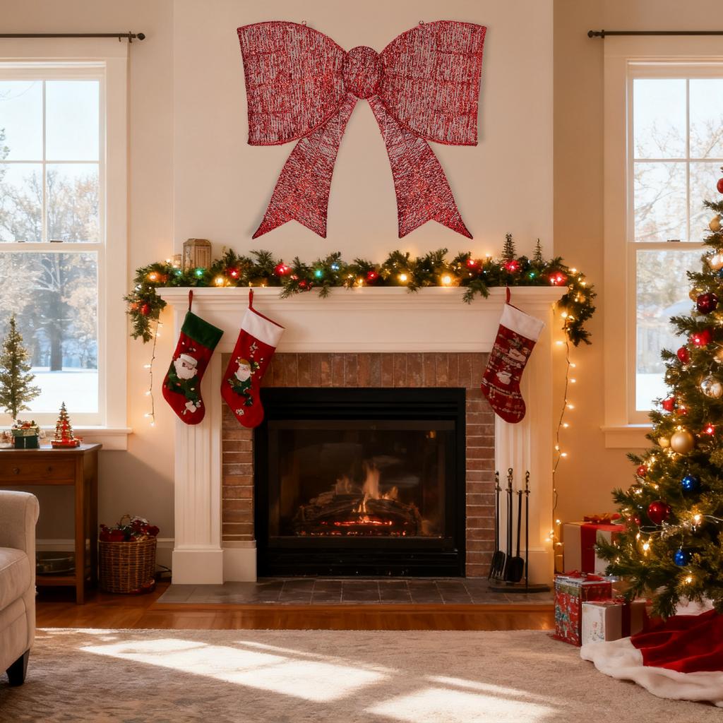 Pre-lit Outdoor Giant Bowknot Christmas Decoration