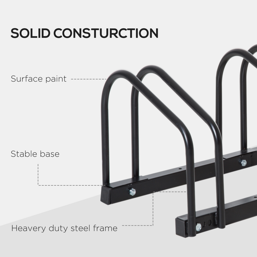 Bike Parking Rack Bicycle Locking Storage Stand for 3 Cycling Black HOMCOM