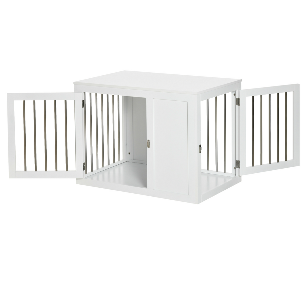 Furniture-Style Dog Crate End Table w/ 2 Doors, for Medium Dogs Pawhut