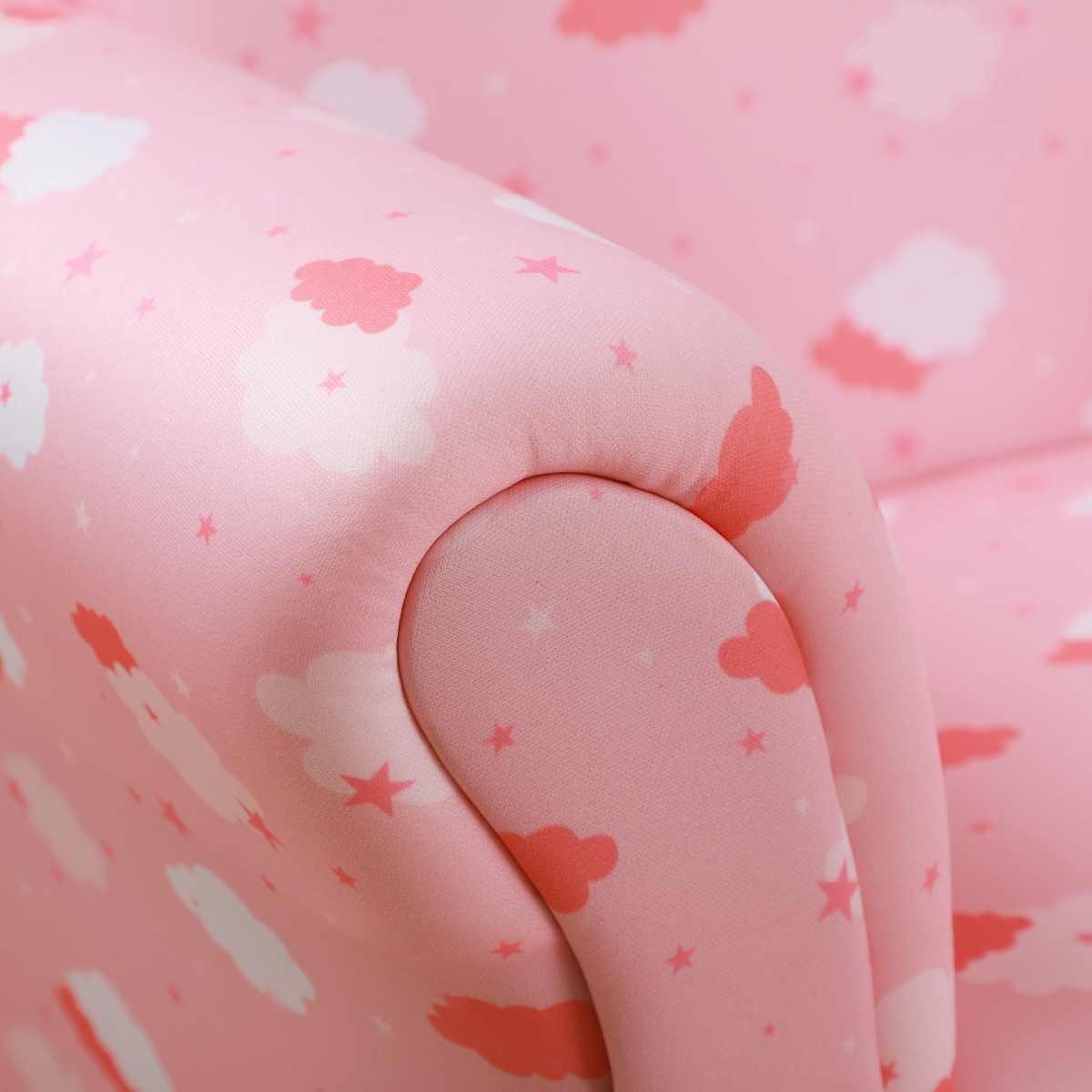 Cute Cloud Star Kids Children Armchair Mini Seat Wood with Footrest Padding Pink