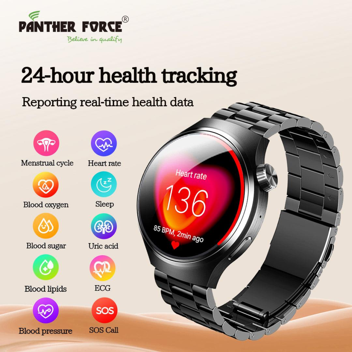 Panther Force 1.52" 3D Spherical Screen SmartWatch