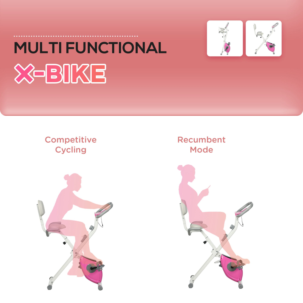 HOMCOM Folding Exercise Bike w/ Adjustable Magnetic Resistance and Seat Height