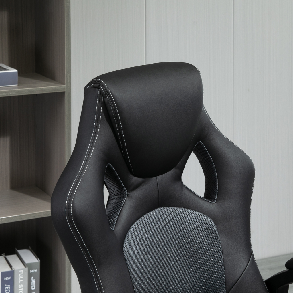 Executive Racing Swivel Gaming Office Chair PU Leather Computer Desk Chair Grey